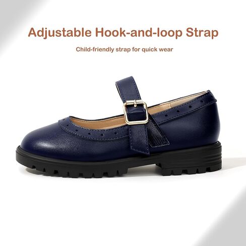 PANDANINJIA Girls Mary Jane School Dress Shoes for Little Big Kid Uniform Chunky Heel Closed Round Toe Flats in Saudi Arabia