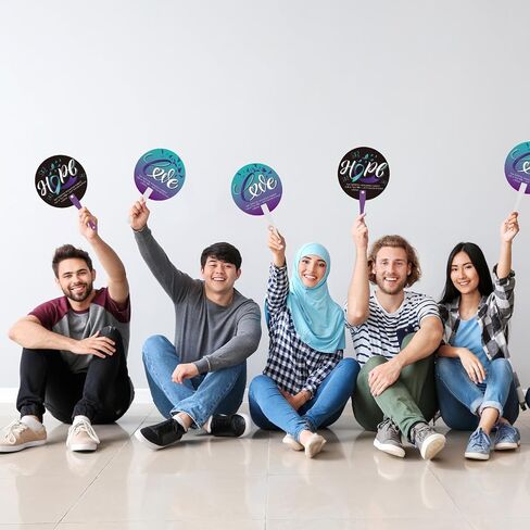 Cinrobiye 50 Pcs Suicide Prevention Awareness Fans Bulk with Handles Purple Teal Ribbon Hand Fans Suicide Prevention Month Plastic Fan for Charity Party Mental Health Care Seminar Event Supplies in Saudi Arabia