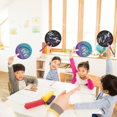 Cinrobiye 50 Pcs Suicide Prevention Awareness Fans Bulk with Handles Purple Teal Ribbon Hand Fans Suicide Prevention Month Plastic Fan for Charity Party Mental Health Care Seminar Event Supplies in Saudi Arabia