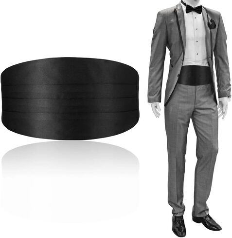 1pc cummerbund ملون للرجال الأسود مع شريط قابل للتعديل لإكسسوارات سهرة مثالية لحفلات الزفاف والحفلات الراقصة والأحداث الرسمية in Saudi Arabia