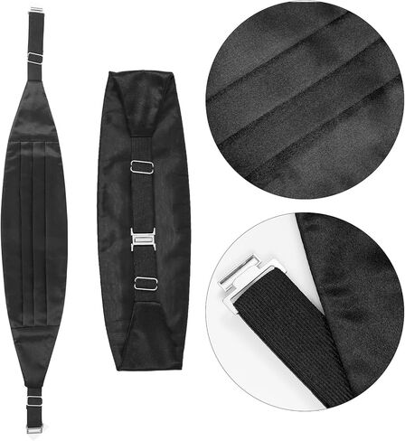 مجموعة ربطة القوس للرجال ، سهرة سوداء سوداء قابلة للتعديل cummerbund ، ربطة عنق ، ومنديل الجيب لحفلات الزفاف والأحداث الرسمية in Kuwait