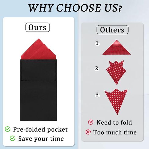Pre-Folded Handkerchiefs for Men, Solid Color Mens Pocket Square on Cardboard for Business Wedding Party Tuxedo Shirt in Saudi Arabia