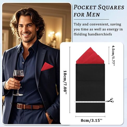 Pre-Folded Handkerchiefs for Men, Solid Color Mens Pocket Square on Cardboard for Business Wedding Party Tuxedo Shirt in Saudi Arabia