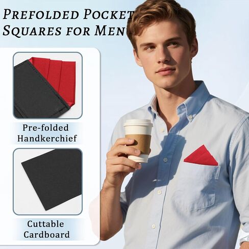 Pre-Folded Handkerchiefs for Men, Solid Color Mens Pocket Square on Cardboard for Business Wedding Party Tuxedo Shirt in Saudi Arabia