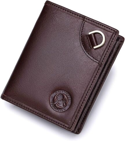 Men's Genuine Leather Wallet with 16 Card Slots, RFID Blocking, ID Window, Steel Lion Embossed Design,Vertical Bifold Wallet for Men with Vintage D-Ring，Classic Style, Practical Design in Saudi Arabia