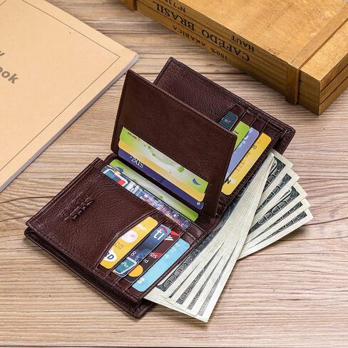 Men's Genuine Leather Wallet with 16 Card Slots, RFID Blocking, ID Window, Steel Lion Embossed Design,Vertical Bifold Wallet for Men with Vintage D-Ring，Classic Style, Practical Design in Saudi Arabia