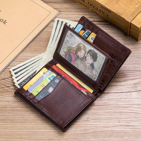Men's Genuine Leather Wallet with 16 Card Slots, RFID Blocking, ID Window, Steel Lion Embossed Design,Vertical Bifold Wallet for Men with Vintage D-Ring，Classic Style, Practical Design in Saudi Arabia