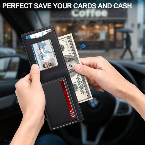 محفظة للرجال محفظة مع حامل البطاقة المنبثقة النحيف لبطاقة 12-14 ، حظر RFID BIFOLD BIFOLD SMART SMART ، حامل بطاقة الائتمان مع نافذة معرف وفتحة نقدية ، حالة بطاقة معدنية مدمجة ، هدايا للرجال in Saudi Arabia