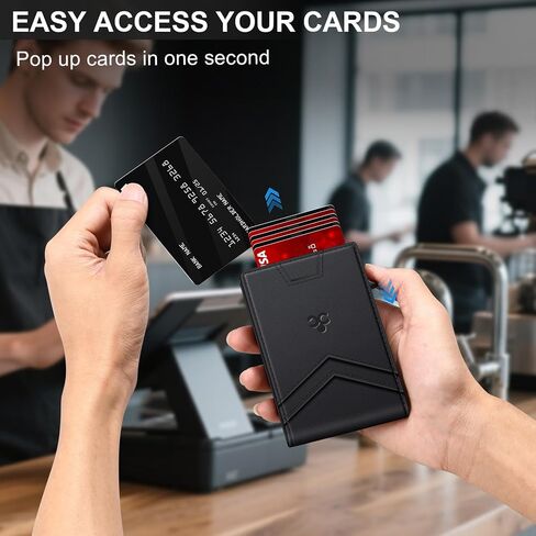 محفظة للرجال محفظة مع حامل البطاقة المنبثقة النحيف لبطاقة 12-14 ، حظر RFID BIFOLD BIFOLD SMART SMART ، حامل بطاقة الائتمان مع نافذة معرف وفتحة نقدية ، حالة بطاقة معدنية مدمجة ، هدايا للرجال in Saudi Arabia