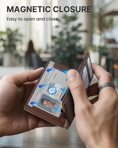 Typecase Leather Wallet for Men حامل بطاقة: الجلود الأصلية المتميزة ، حظر RFID ، نحيف ، الحد الأدنى ، الجيب الأمامي - 15 بطاقات | نافذة معرف | مقطع المال (بني) in Kuwait