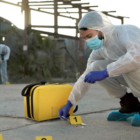 Sanwuta Crime Scene Evidence Detective Kit Evidence Markers Crime Scene ID Marker Carrying Case for Murder Themed Mystery Halloween Party Decorations, Lightweight, Yellow in Saudi Arabia