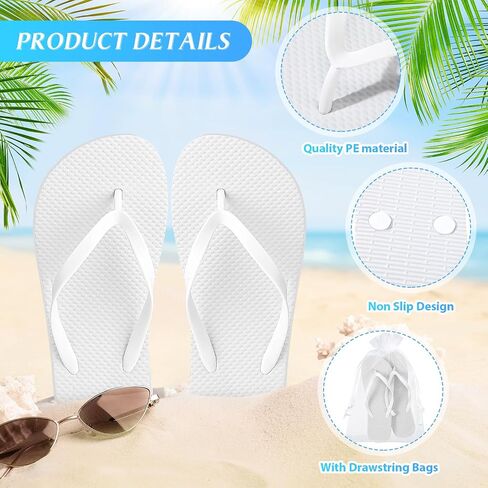 Unittype 24 Pairs Flip Flops Bulk for Wedding Guest Slippers Wedding Flip Flops with Cards Bags for Pool Beach Party in Saudi Arabia