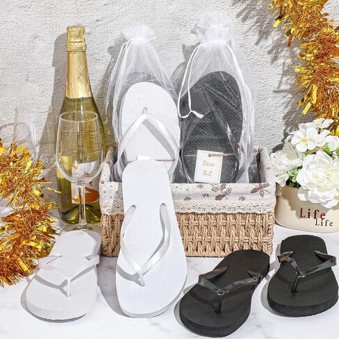 Unittype 24 Pairs Flip Flops Bulk for Wedding Guest Slippers Wedding Flip Flops with Cards Bags for Pool Beach Party in Saudi Arabia