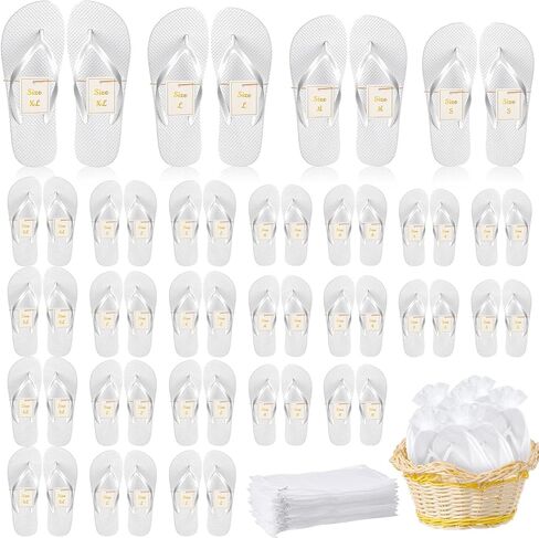 Unittype 24 Pairs Flip Flops Bulk for Wedding Guest Slippers Wedding Flip Flops with Cards Bags for Pool Beach Party in Saudi Arabia