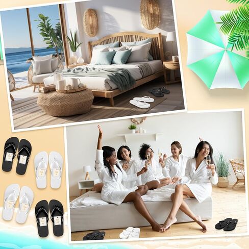 Unittype 24 Pairs Flip Flops Bulk for Wedding Guest Slippers Wedding Flip Flops with Cards Bags for Pool Beach Party in Saudi Arabia
