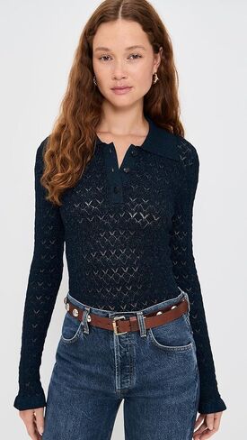 Sea Women's Ruby Knit Long Sleeve Polo in Kuwait