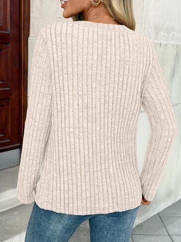 قمصان Henley ذات الأكمام الطويلة للسيدات ، سقوط سقوط خفيفة الوزن ، قمم تونك تونك ، ملابس الأزياء 2025 in Kuwait