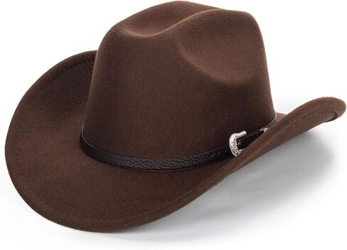 Western Cowboy Hat for Men Women Classic Fedora Hat with Buckle Belt (Size:M-L) in Saudi Arabia