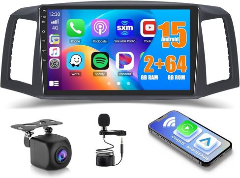[2G+64G] ترقية Android 13 ستيريو لسيارة Jeep Grand Cherokee 2004-2007، شاشة لمس 10.1 بوصة لاسلكية Apple Carplay Android Auto Radio مع GPS Navigation WiFi Bluetooth كاميرا احتياطية in Saudi Arabia