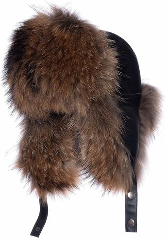 Real Fox Fur Hat - Genuine Sheepskin Leather Shell, Unisex Classic Ushanka Style, Warm and Windproof for Winter in Saudi Arabia