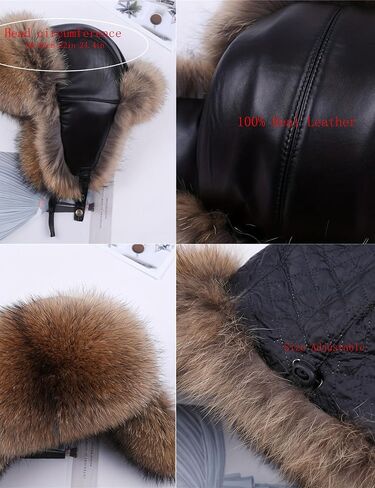 Real Fox Fur Hat - Genuine Sheepskin Leather Shell, Unisex Classic Ushanka Style, Warm and Windproof for Winter in Saudi Arabia