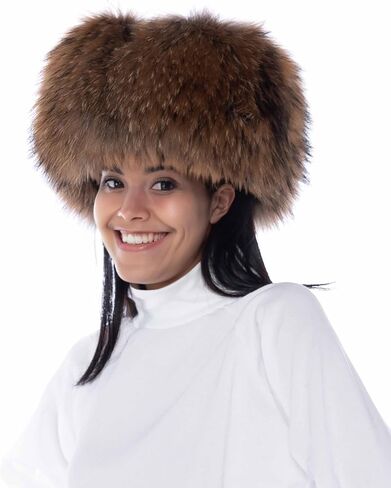 Real Fox Fur Hat - Genuine Sheepskin Leather Shell, Unisex Classic Ushanka Style, Warm and Windproof for Winter in Saudi Arabia