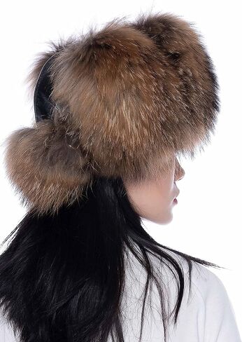 Real Fox Fur Hat - Genuine Sheepskin Leather Shell, Unisex Classic Ushanka Style, Warm and Windproof for Winter in Saudi Arabia