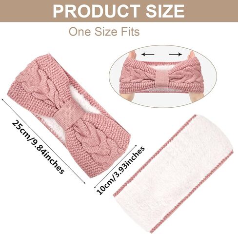 Warm Winter Headbands for Women Cable Crochet Turban Ear Warmer Headband with Plush in Kuwait