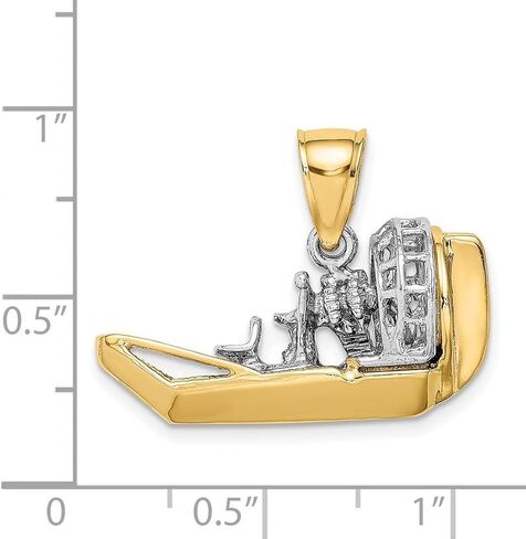 JewelryWeb 14k نغمة اثنين من الذهب متحرك 3 د Airboat-Two سحر اللون 22.7x27.75mm عرض 14 ملم قلادة سميكة للنساء in Saudi Arabia