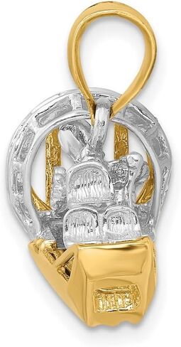 JewelryWeb 14k نغمة اثنين من الذهب متحرك 3 د Airboat-Two سحر اللون 22.7x27.75mm عرض 14 ملم قلادة سميكة للنساء in Saudi Arabia