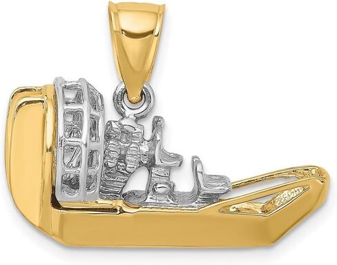 JewelryWeb 14k نغمة اثنين من الذهب متحرك 3 د Airboat-Two سحر اللون 22.7x27.75mm عرض 14 ملم قلادة سميكة للنساء in Saudi Arabia