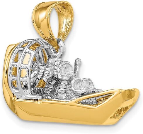 JewelryWeb 14k نغمة اثنين من الذهب متحرك 3 د Airboat-Two سحر اللون 22.7x27.75mm عرض 14 ملم قلادة سميكة للنساء in Saudi Arabia
