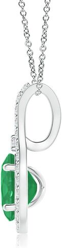 Angara Natural Emerald Pendant for Women | Classic Emerald and Diamond Halo Pendant in 14K Solid Gold/Platinum | May Birthday, Anniversary, Gemstone Jewellery Gift in Saudi Arabia