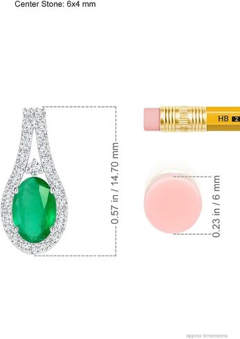 Angara Natural Emerald Pendant for Women | Classic Emerald and Diamond Halo Pendant in 14K Solid Gold/Platinum | May Birthday, Anniversary, Gemstone Jewellery Gift in Saudi Arabia