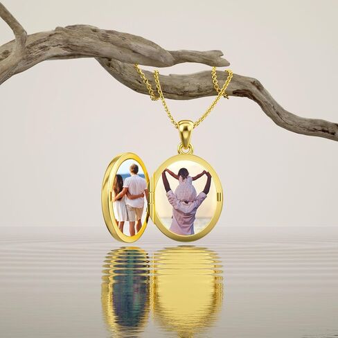 Personalized 10K 14K 18K Solid Gold Sunflower/Tree of Life/Angel Wing Locket Necklace That Holds Pictures Custom Photo Locket Jewelry Gifts for Women in Saudi Arabia
