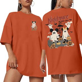 Halloween Oversized Shirts for Women Spooky Season T-Shirt Halloween Pumpkin Costume Ghost Fall Tees Top in Saudi Arabia