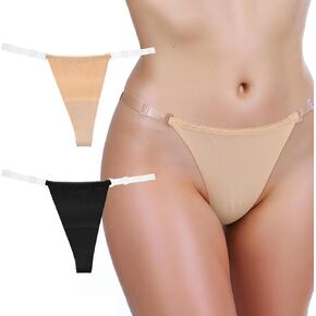 2 Piece Cotton G String Thongs For Women Clear Strap No Show Womens G-String Underwear Thong Invisible Stretch Panties Sexy Size:M in Saudi Arabia
