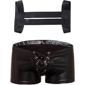 Men's Metallic Shorts Yoga Shiny Boxer Briefs Shiny Hot Pants Underwear Bikinis with Draswtring in Kuwait