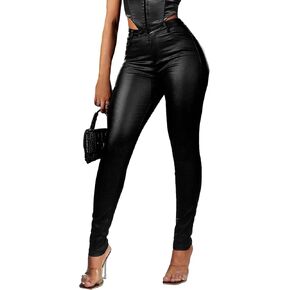 Avanova Women Faux Leather High Waist Sexy Leggings Stretchy Skinny Pants in Saudi Arabia