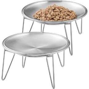 Wellbro Elevated Cat Bowls, 5.9 Inch Wide Stainless Steel Cat Food Bowls with Metal Stand Whisker Stress-Free, Raised Food and Water Dish for Cats, Kitten in Kuwait