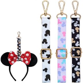 3PCS Mouse Ear Holder for Backpack Theme Park Trip Essentials Bag Charm Adjustable Keychain Lanyard Organizer Decor in Saudi Arabia