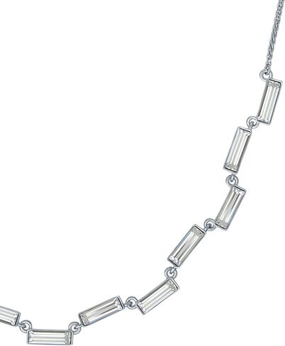 Ted Baker London Crysely Baguette Step Necklace for Women (Silver/Crystal) in Kuwait