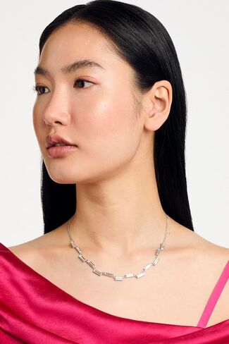 Ted Baker London Crysely Baguette Step Necklace for Women (Silver/Crystal) in Kuwait