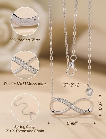 getlove Moissanite Infinity Necklace 925 Sterling Silver Moebius Circle Necklace Anniversary Love Infinity Pendant for Her Wife Birthday Eternity Jewelry Gifts in Kuwait