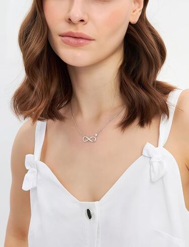 getlove Moissanite Infinity Necklace 925 Sterling Silver Moebius Circle Necklace Anniversary Love Infinity Pendant for Her Wife Birthday Eternity Jewelry Gifts in Kuwait