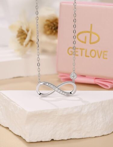 getlove Moissanite Infinity Necklace 925 Sterling Silver Moebius Circle Necklace Anniversary Love Infinity Pendant for Her Wife Birthday Eternity Jewelry Gifts in Kuwait