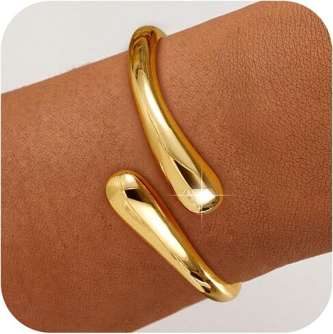 Gold Bracelets for Women Trendy - 14K Gold Plated Bangle Bracelet Chunky Adjustable Twist Cuff Gold Bracelet Non Tarnish Waterproof Jewelry for Women Gifts in Kuwait