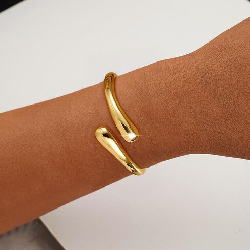 Gold Bracelets for Women Trendy - 14K Gold Plated Bangle Bracelet Chunky Adjustable Twist Cuff Gold Bracelet Non Tarnish Waterproof Jewelry for Women Gifts in Kuwait