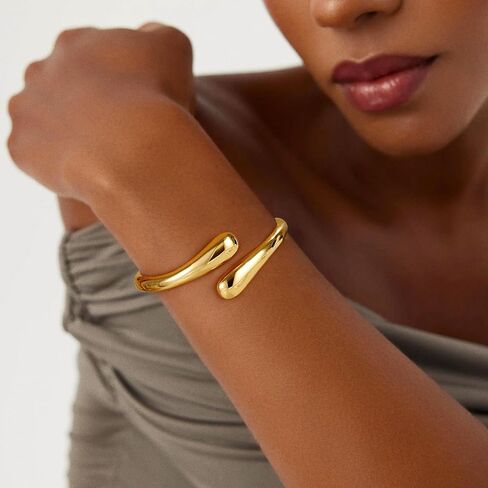 Gold Bracelets for Women Trendy - 14K Gold Plated Bangle Bracelet Chunky Adjustable Twist Cuff Gold Bracelet Non Tarnish Waterproof Jewelry for Women Gifts in Kuwait