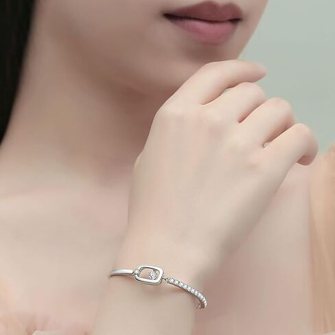14K أبيض الذهب 0.3CT D-Color VS2 BACELECT Round Diamond Bangle للنساء ، مجوهرات الماس المثالية لكل مناسبة in Saudi Arabia